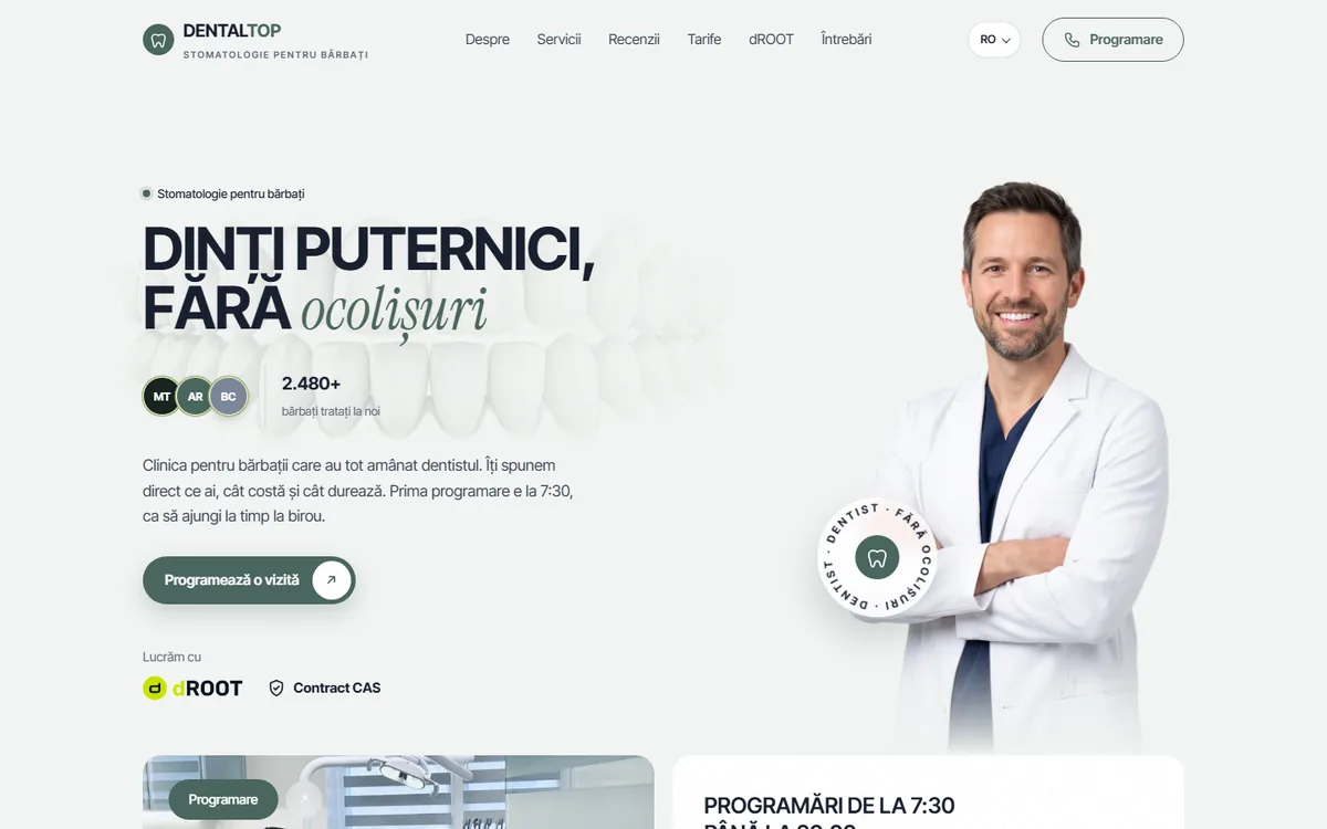 DentalTop férfi fogászat weboldala